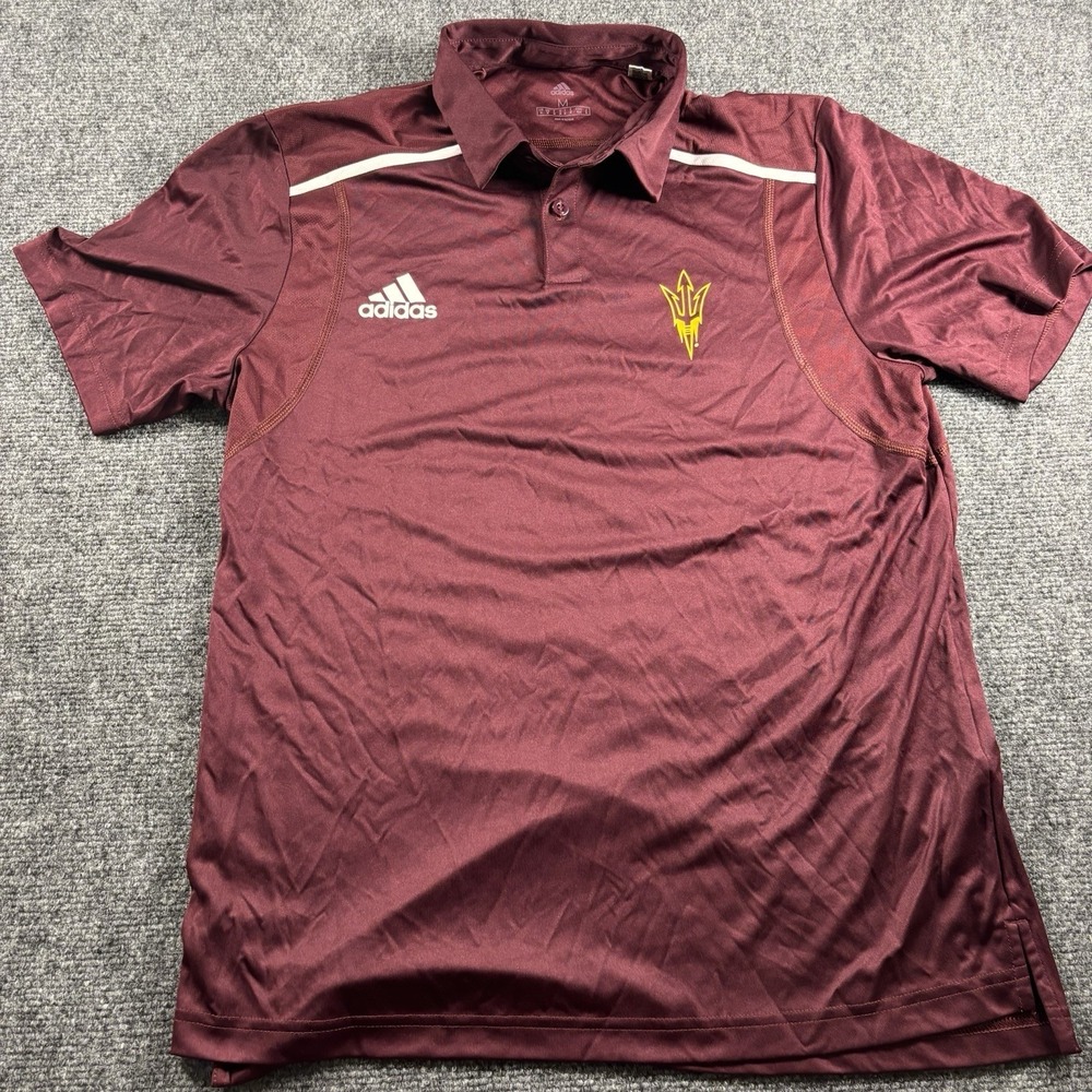 Adidas Polo Shirt Women Medium Maroon ASU Sun Devils Aeroready NCAA Collegiate